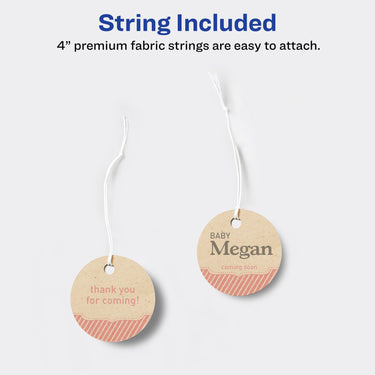 Avery Kraft Brown Round Tags with Sure Feed Technology, 2